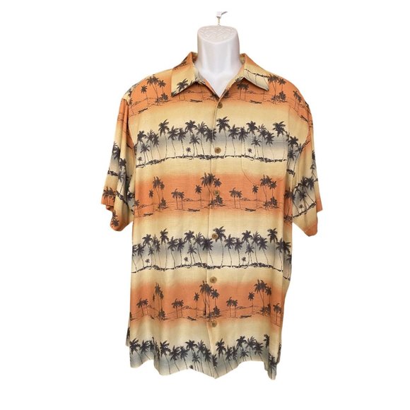 Tommy Bahama Other - Tommy Bahama Camp Shirt XL Men Sunset 100% Silk Button Up Palm Tree Beach